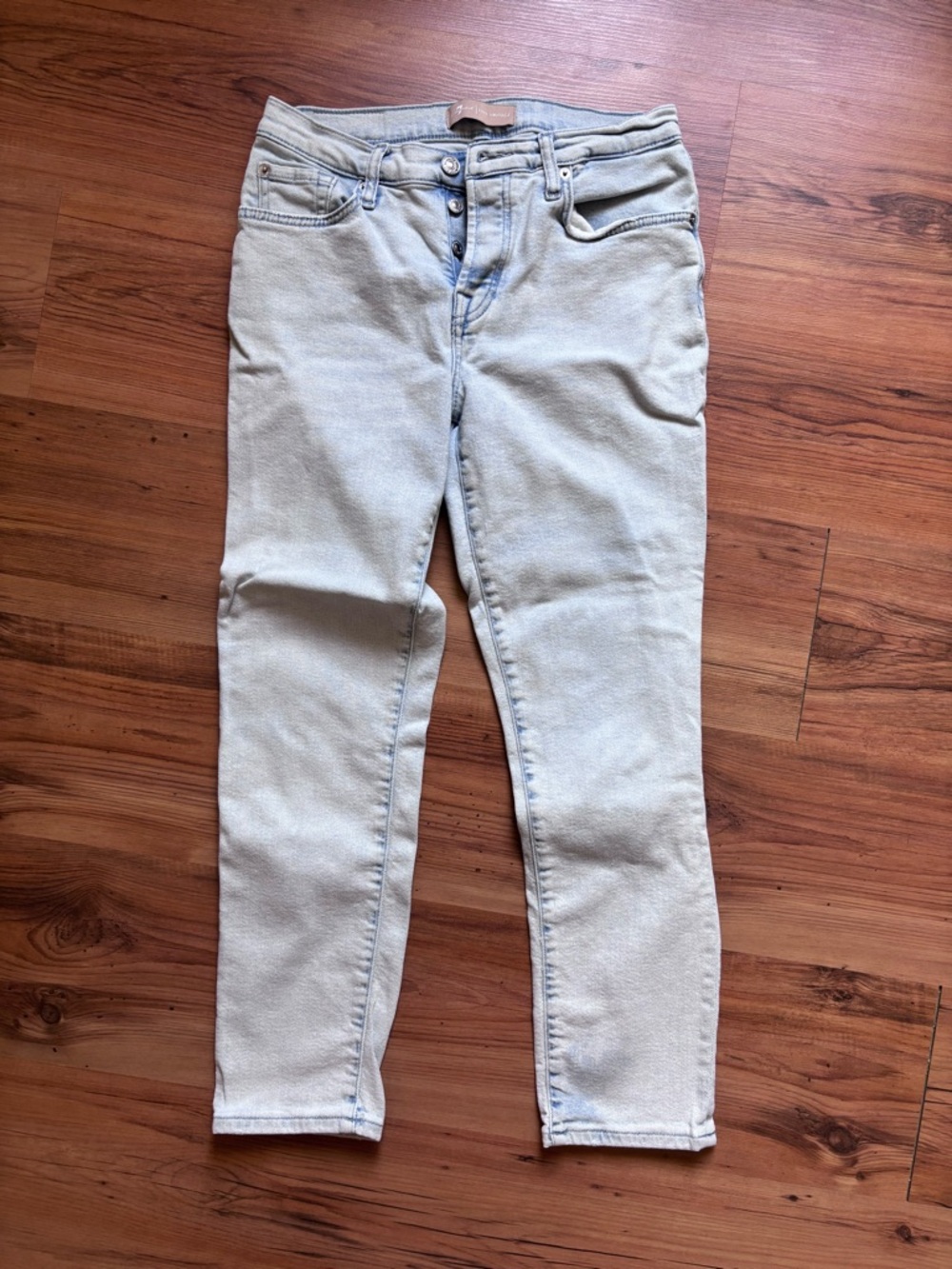 7 For All Mankind Pale Blue Midrise Skinny Jeans
